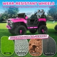 thumbnail image 4 of 24V Kids Ride on Car, 2 Seater Ride on Toy Pink Jeep for Big Kids with Remote Control, Kids Electric Vehicles Cars, 3 Speeds, LED Lights, Bluetooth Music, Pink, 4 of 7