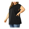 thumbnail image 5 of Agnes Orinda Women's Plus Size Summer Solid Cap Short Sleeve Chiffon Blouse 2X Black, 5 of 9