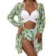 thumbnail image 1 of Traje de baño de bikini con estampado de tres piezas para mujer con estampado de bloques de color y cordones de talla grande Fridja nalpqowj23578, 1 of 9