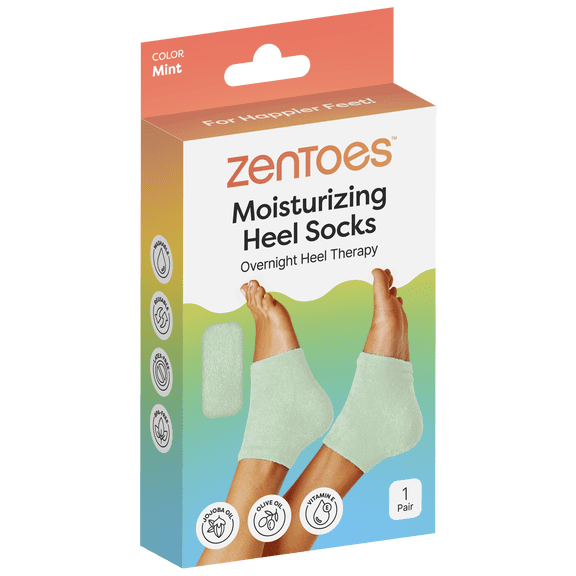 ZenToes Moisturizing Gel Heel Socks for Foot Care and Healing