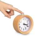 thumbnail image 3 of Reloj de madera pintada natural, despertador silencioso con luz de fondo para ver de noche, 3 of 8