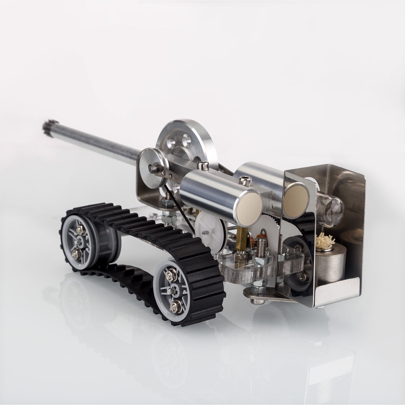 Stirling Engine Model Kit That Works, Zinc Alloy & Acrylic Hot Air Stirling Engine Crawler Tank with Alcohol Lamp, Science Experiment & Physics Educational Kit for Adults