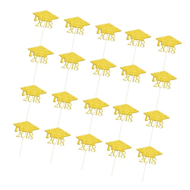 20 Pedazos Clase de 2018 Sombreros de Graduaciónes Centro Ramo Decoración para de Graduación Oro Gloria Topper de la magdalena del casquillo de la graduación