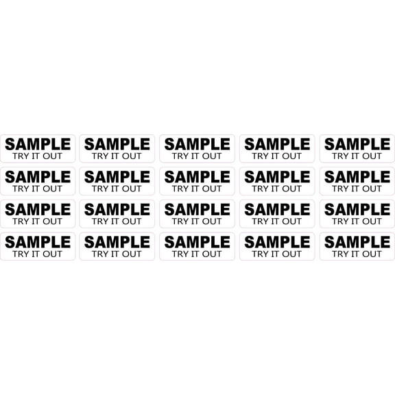 StickerTalk Try It Out Sample Vinyl Stickers, 1 sheet of 20 stickers, 2 inches x 0.5 inches each