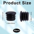 thumbnail image 2 of 20 Pieces 1In Round Plastic Plugs Black End Caps Plug Pipe Tubing End Cap Chair Leg Inserts for Metal Legs Fences Glide Protection from Chair Legs and Furniture Column Black, 2 of 8
