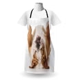 thumbnail image 3 of Bulldog Apron, English Dog Laying on His Back Sleeping Real Life Animal Photography, Unisex Kitchen Bib with Adjustable Neck for Cooking Gardening, Adult Size, Pale Brown and White, by Ambesonne, 3 of 4