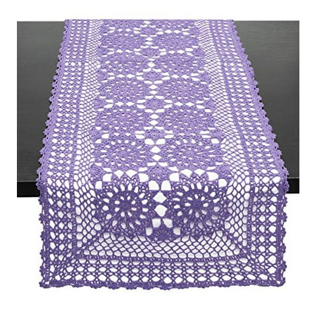 Crocheted Table - Fennco Styles Handmade Crochet Lace Cotton Rectangular Table Runner (16