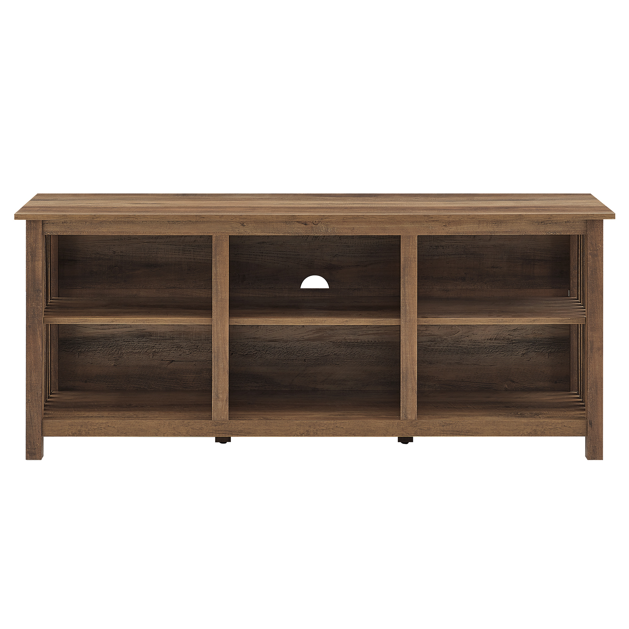 Walker Edison Mission Slatted Side TV Stand for TVs up to 65”, Rustic Oak
