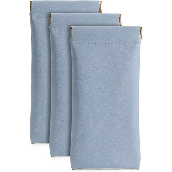 3Pcs Leather Eyeglasses Cases PU Soft Sunglasses Pouch Squeeze Top Portable Glasses Cases for Men Women