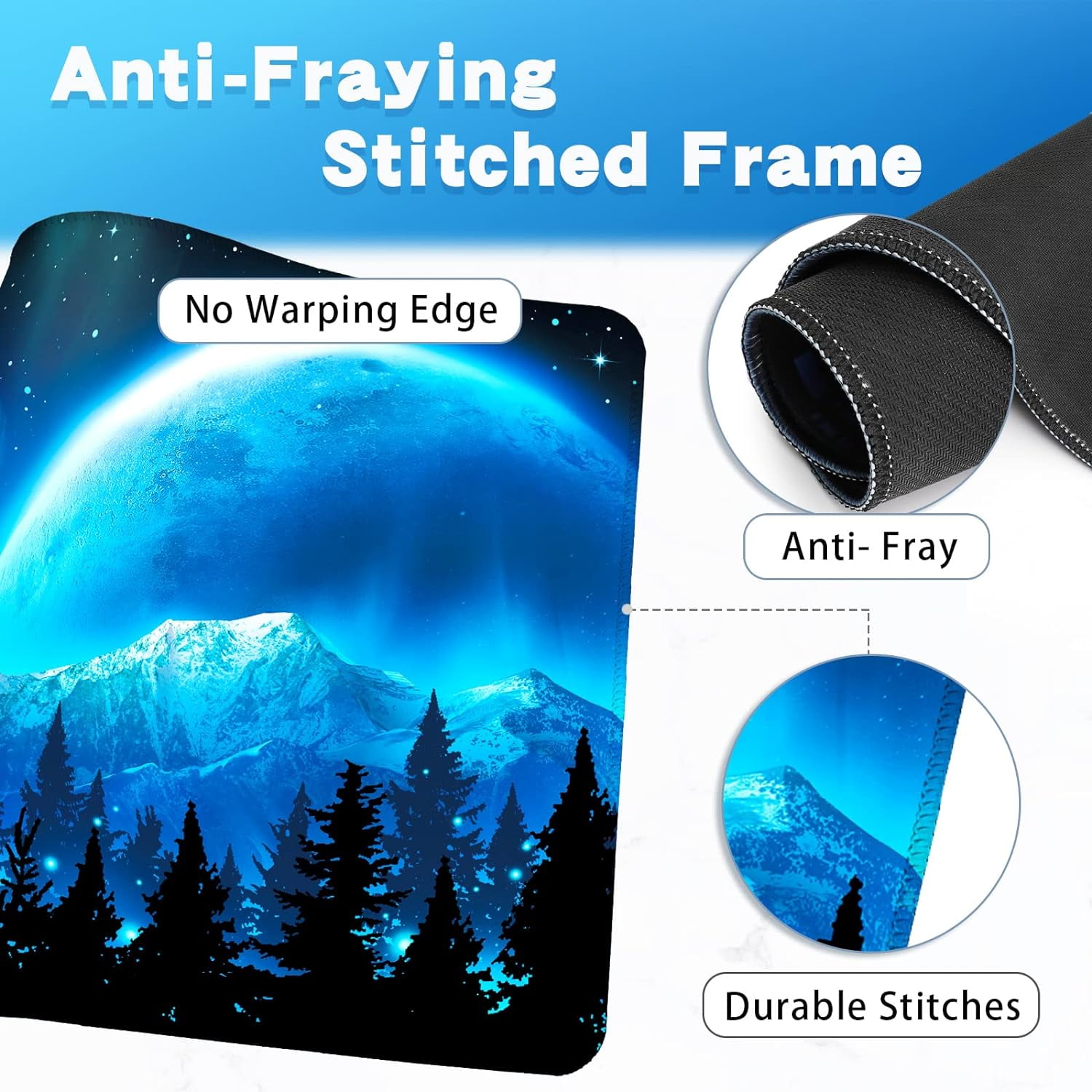 Gaming Mouse Pad, Mouse Pad Large, Keyboard and Mouse Pad, 31.5" x 11.8" XL Mouse Pad, Non-Slip Office Computer Keyboard Mousepad, Desk Pad Large - Moon Mountain Forest