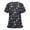Black, variant on Pincandy Scrub Tops for Women Stretchy Vneck Short Sleeve Cute Floral Animal Printed Holiday Nursing Pocketed Working Uniforms