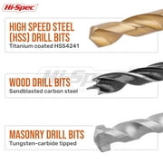Hi-Spec 130 Piece Drill Bit Set for Metal, Wood & Concrete, HSS Titanium, Masonry & Brad Points, Storage Case