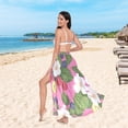 thumbnail image 6 of FORMRS Womens Long Sarong Beach Wrap Semi-Sheer Bikini Skirt Bathing Swimsuit Cover Up, White Flowers, 6 of 7