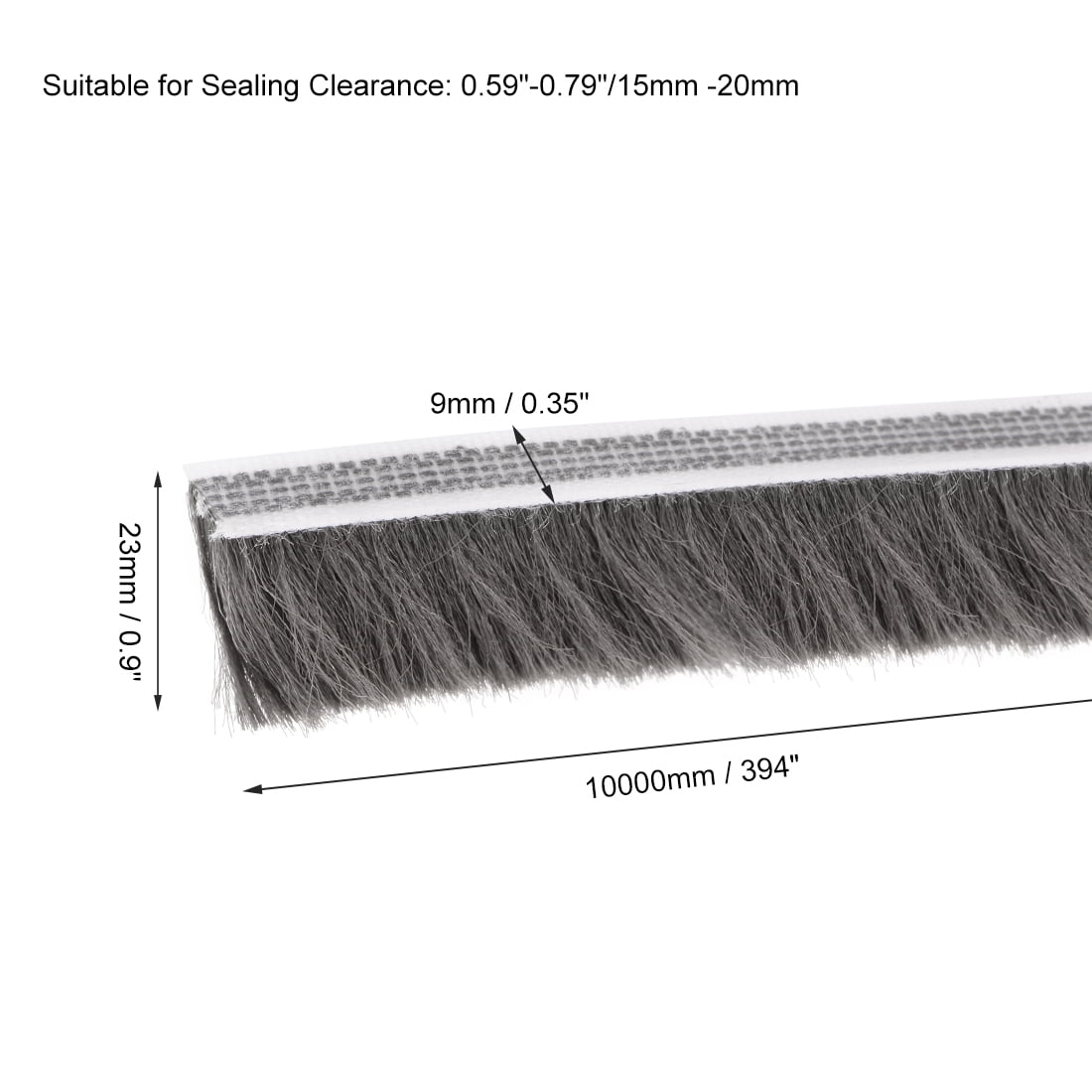 Uxcell Brush Weather Stripping Adhesive Felt Door Seal Strip 394Inch L x0.9Inch W Gray