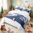 thumbnail image 3 of Erosebridal Penguin Quilt King for Boys Girls, Blue Mountains King Coverlet Set, 3 Pieces 1 Bedspread and 2 Pillowcases, 3 of 7