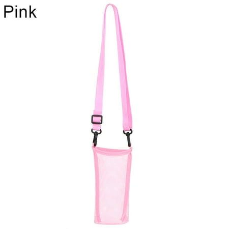 

Travel Outdoor Mug Holder Visible Bag Portable Mesh Cup Pouch Water Bottle Bag Beverage Bag Sport Water Bottle Cover PINK
