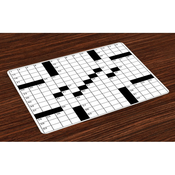 Word Search Puzzle Placemats Set Of 4 Blank Newspaper Style Crossword Puzzle With Numbers In Word Grid Washable Fabric Place Mats For Dining Room Kitchen Table Decor Black And White By Ambesonne