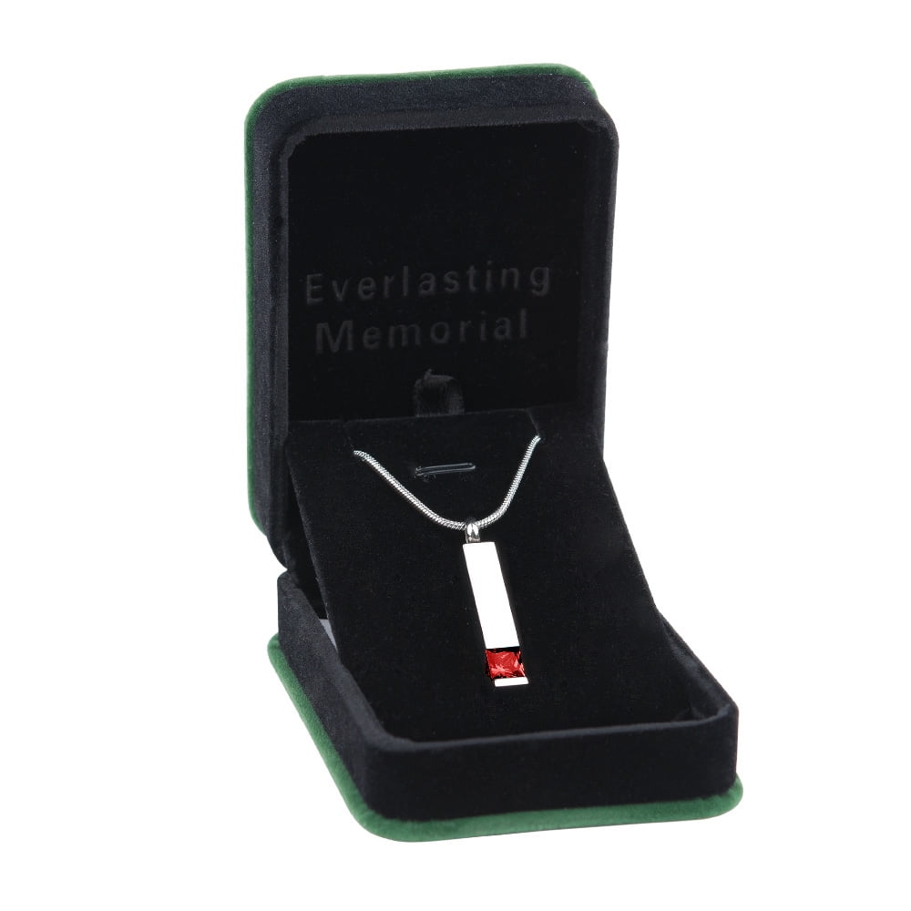 Cremation Jewelry Memorial Birthstone Bar Necklace Handcrafted Waterproof Human Ashes Urn Container with Free Funnel Kit and Velvet Jewelry Box [Jan]