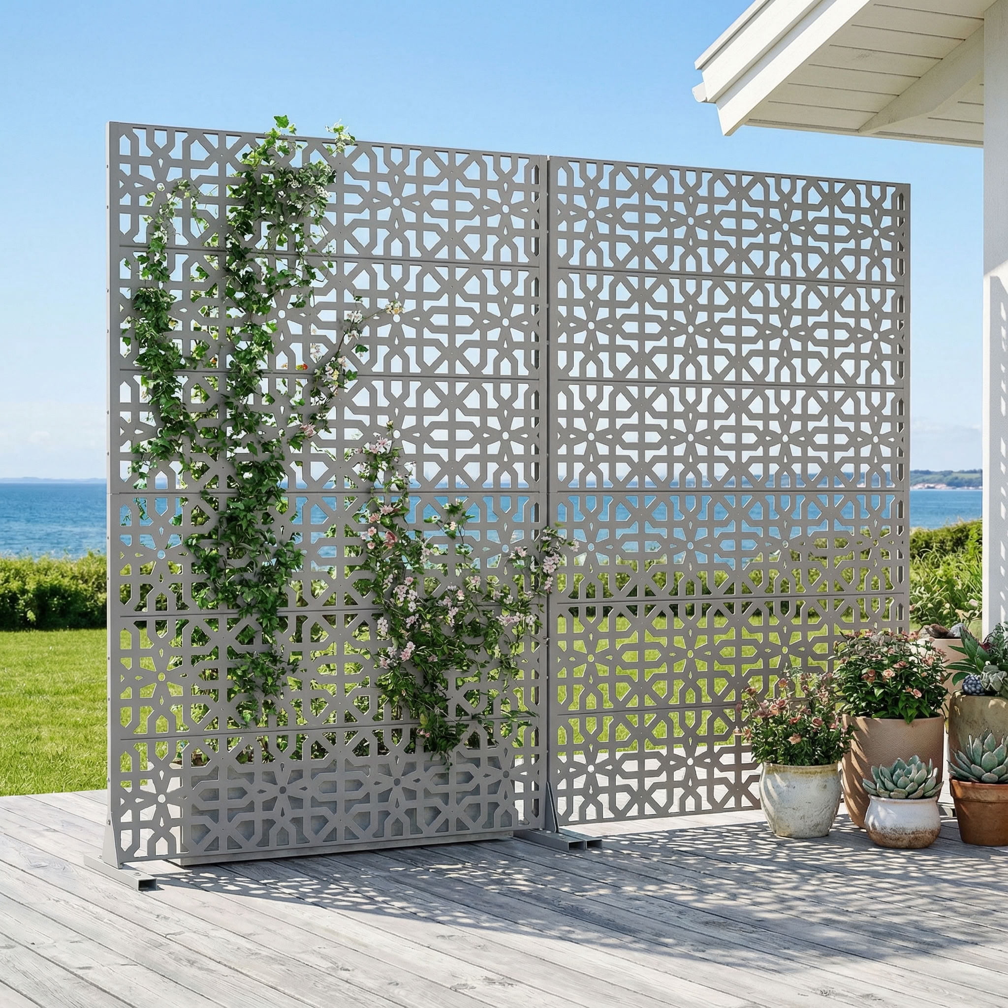 MAYEERTY 72*47in Outdoor Privacy Screen, Commercial Grade Metal Privacy Panel, Privacy Divider for Patio, Balcony, Garden