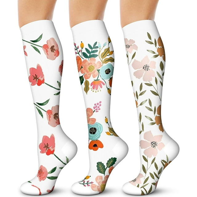 3/6 Paires de Bas de Compression pour Femmes et Hommes 15-20 mmHg - Meilleur Soutien pour Infirmières, Course, Randonnée, Récupération et Bas de Vol