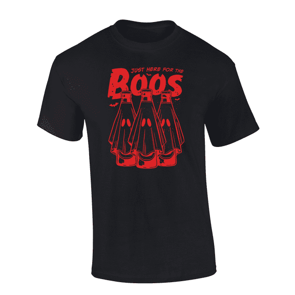 Trenz Shirt Company Men's Red Just Here For The Boos Funny Halloween Design Short Sleeve T-Shirt-Black-3X-Large