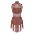 thumbnail image 4 of Aiihoo Costume de Danse Lyrique pour Femmes avec Strass Scintillants, Robe Justaucorps de Ballet en Maille Transparente Patchwork Rose Poudré TG, 4 of 7