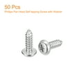 thumbnail image 3 of Uxcell ST5x14x10mm Phillips Pan Head Self-tapping Screw with Washer, 50pack 304 Stainless Steel Wood Screw (Silver), 3 of 6