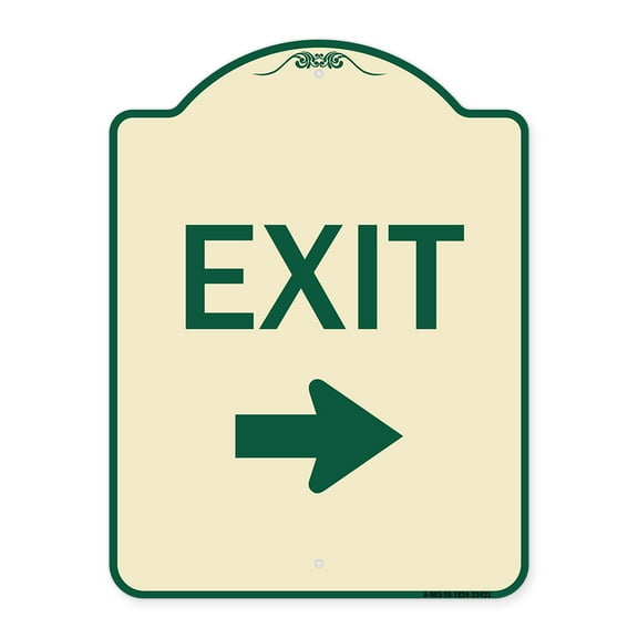 SignMission Designer Series Sign - Parking Lot Sign Exit Sign (Right Arrow) | Tan & Green 18" x 24" Heavy-Gauge Aluminum Architectural Sign | Protect Your Business & Municipality | Made
