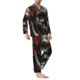 thumbnail image 2 of Fotbe Realistic Rose Skull Pijama de Hombre con Estampado de Manga Larga, Conjunto de 2 Piezas, Ropa de Dormir Suave y Cómoda con Bolsillos-XX-Large, 2 of 7