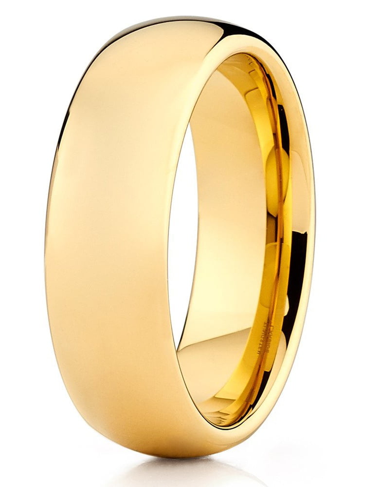 Women's 10K Yellow Gold 5mm Comfort Fit Domed Wedding Band Ring