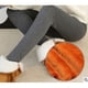 thumbnail image 5 of Leggings ajustados de vellón dorado con rayas verticales para mujer, con forro polar grueso y adelgazante, para otoño e invierno, 5 of 5
