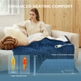thumbnail image 6 of Cozy Comfort Soft Ribbed Flannel Electric Blanket - Fast Heating with 6 Heat Levels, 4 Time Settings, Auto-Off (50x60 inches, Navy), 6 of 7