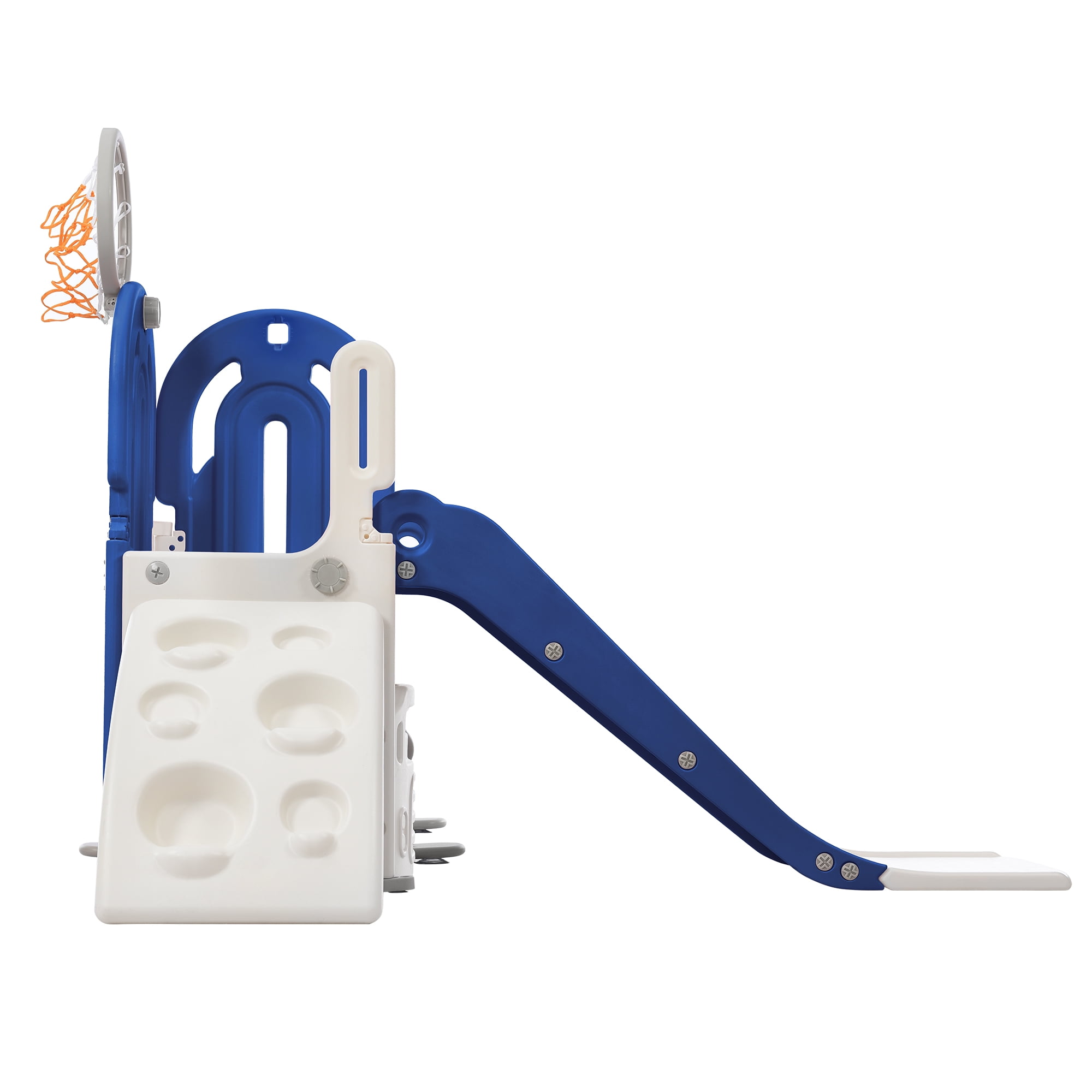 4 in 1 Toddler Climber and Slide Set with Basketball Hoop,Kids Climber & Bus Playhouse Slide Playse,Blue