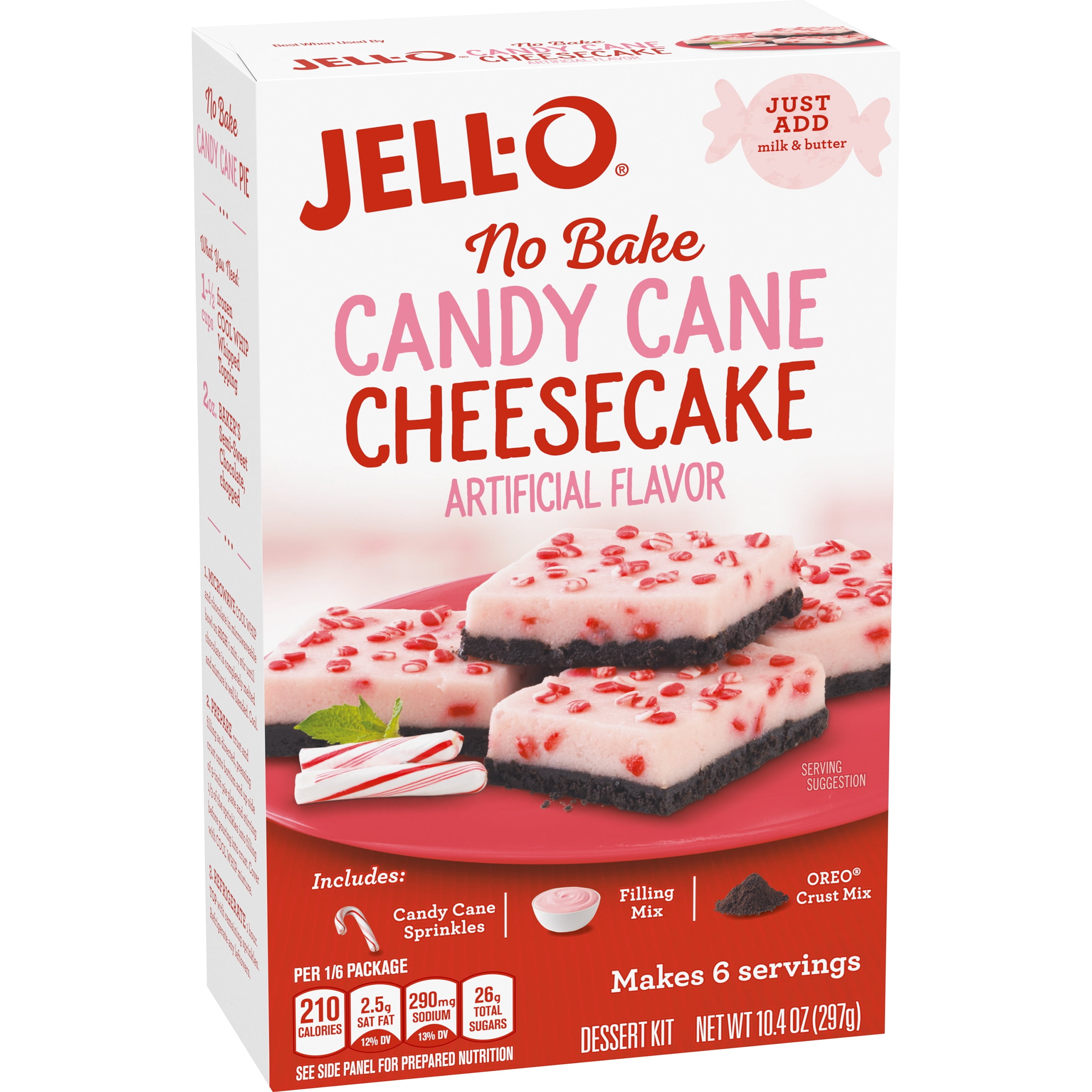JellO No Bake Candy Cane Cheesecake Dessert Mix, 10.4 oz Box Walmart