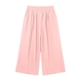 thumbnail image 4 of Women's Linen Blend Wide Leg Cropped Pants Elastic Waist Casual Summer Capri Trousers with Pockets Lightweight Breathable Palazzo Lounge Wear for Everyday Comfort, 4 of 7