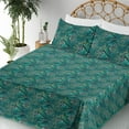 thumbnail image 3 of Ambesonne Tropical Fitted & Flat Sheet with Sham 3 Pcs Set, Jungle Vibe Leaves Exotics, Twin, Black White and Fern Green, 3 of 5