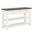 thumbnail image 3 of GZXS Antique White Wooden Entryway Console Table with Distressed MDF Top and Solid Pine Legs, 3 Drawers & 2 Shelves, for Living Room, Bedroom & Home Office, 48.82 Inches, 3 of 8