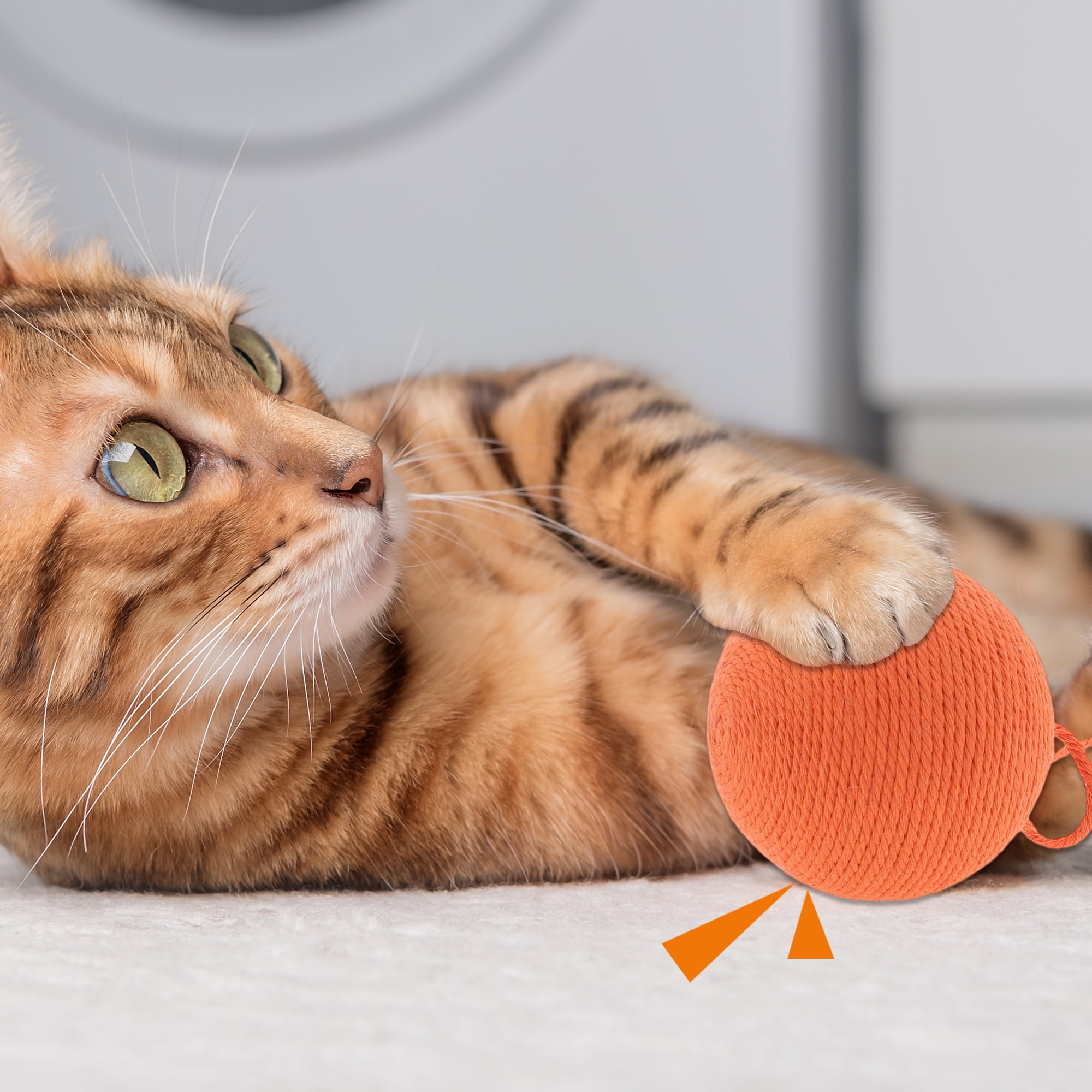 Unique Bargains Cat Playing Balls with Bell Inside Orange