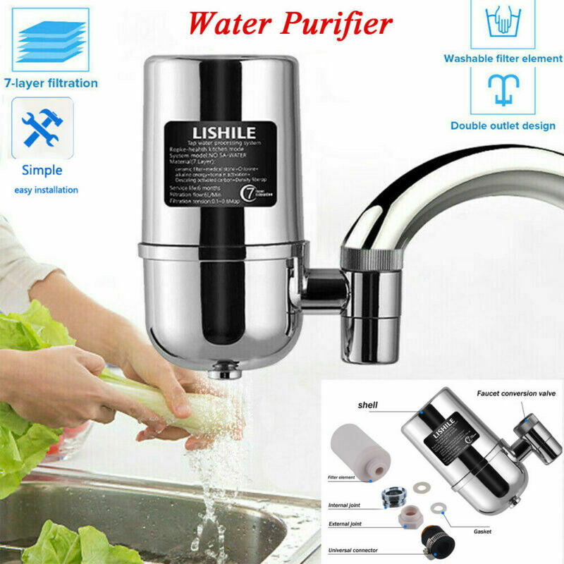 Faucet Water Filter StainlessSteel Reduce Chlorine High Water Flow