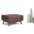 thumbnail image 2 of Atlin Designs Ottomane de Rangement Mi-Siècle en Similicuir avec Dessus Relevable, Table Basse Carrée pour Salon avec Grand Espace de Rangement, Repose-Pieds Rembourré Brun Selle avec Pattes en Bois, 2 of 2