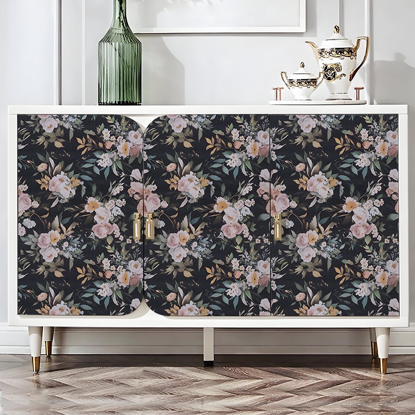 (4 pack) Abyssaly Flower Peel and Stick Wallpaper Colorful Floral Adhesive Removable Wallpaper Peel and Stick for Home Bedroom Cabinets Thicken 17.5-in x 118-in