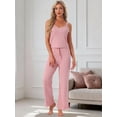 thumbnail image 3 of DARING DIVA Women's Pajama Sets Ribbed Knit Lace Tank Shorts Pants Sleepwear XS Pink, 3 of 7