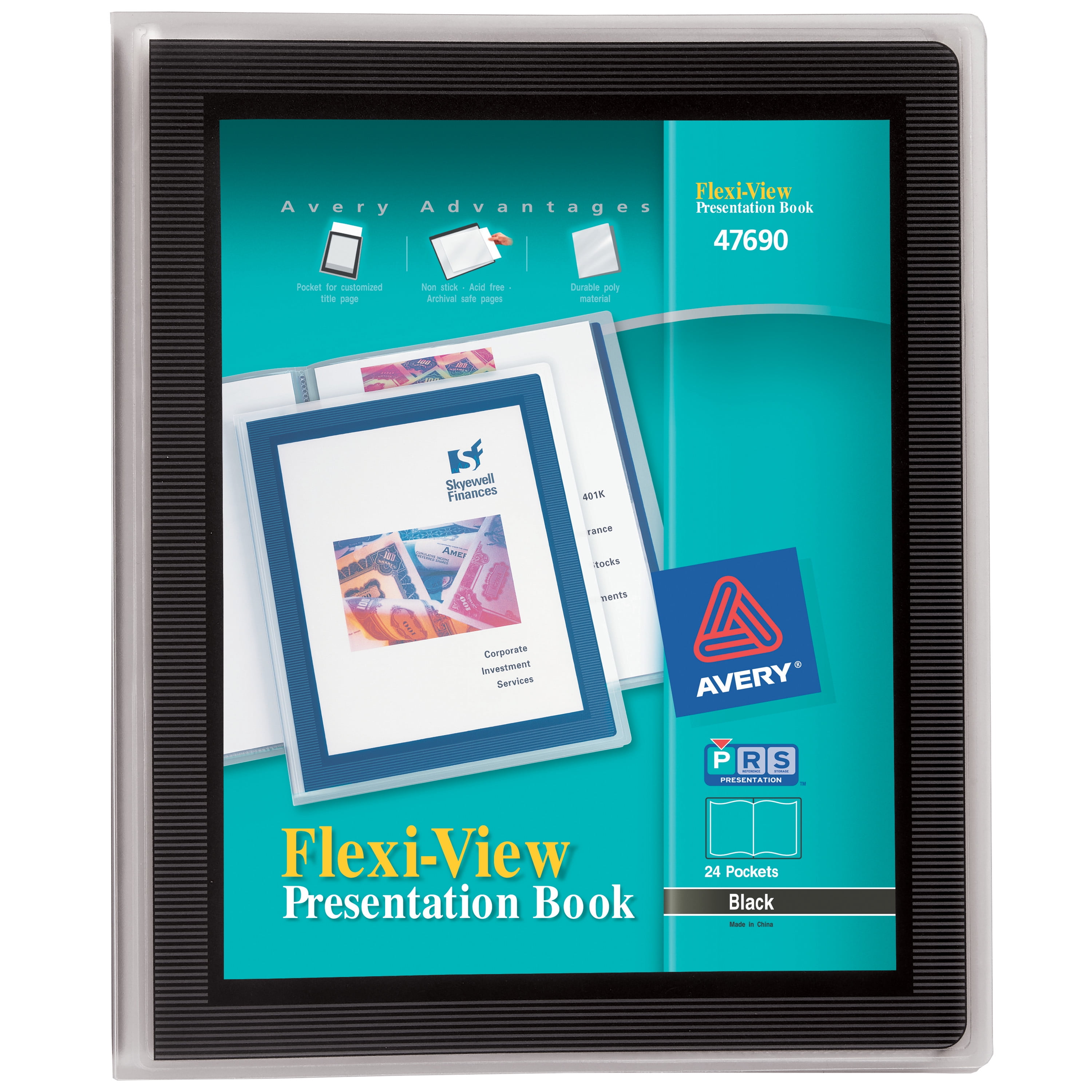 Avery Flexi-View Presentation Book, 24 Pages, 1 Black Book (47690)