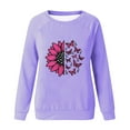 thumbnail image 4 of Sweatshirts for Women Plus Size Crewneck Long Sleeve Casual Print Loose Sweatshirt Purple XL, 4 of 4