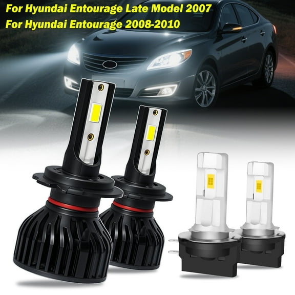 Fits Hyundai Entourage 2007 2008 2009 2010 LED Headlight Bulbs High Low Beam H7 H11B Set 14000LM 6000K 4Pack