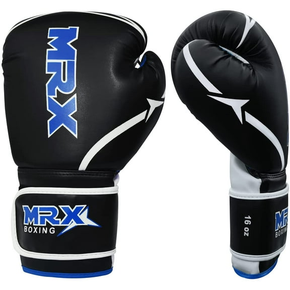 Punching Bag Gloves, Heavy Duty Long Strap, Martial Arts Mitts Suitable for Men Women, Kara Cage Fighting, Combat Sports Training, Muay Thai, Punching Bag and Kickboxing Black Blue 8oz
