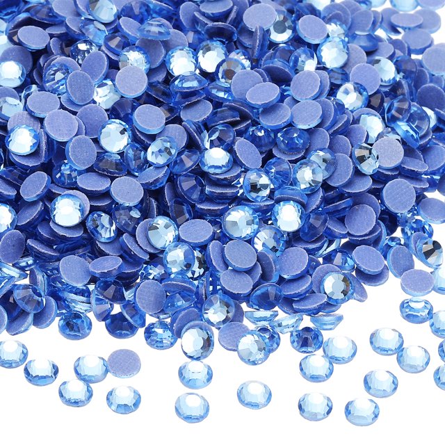Uxcell 1440 Piezas de Rhinestone Hotfix Flatback de 4.8mm, Gemas Redondas de Resina para Manualidades, Ropa, Decoración DIY, Arte de Uñas, (SS20, Azul)