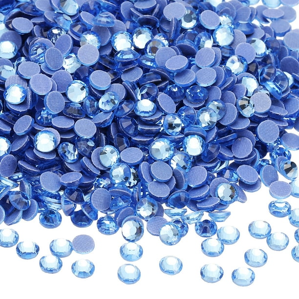 Uxcell 1440 Piezas de Rhinestone Hotfix Flatback de 4.8mm, Gemas Redondas de Resina para Manualidades, Ropa, Decoración DIY, Arte de Uñas, (SS20, Azul)