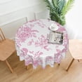 thumbnail image 2 of Pink Floral Tablecloth 70 x 70 Inch Round Chinoiserie Flowers Decorative Table Cloth Rustic Fabric Farmhouse Washable Table Cover for Picnic Party Holiday Home Indoor Outdoor, 2 of 6