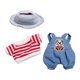 thumbnail image 1 of 3 piezas Mini ropa para muñecas de 6 pulgadas, conjunto de monos para muñecas, conjunto a rayas, disfraces cómodos, ropa de muñeca para niñas pequeñas conjunto de sombrero azul, 1 of 9